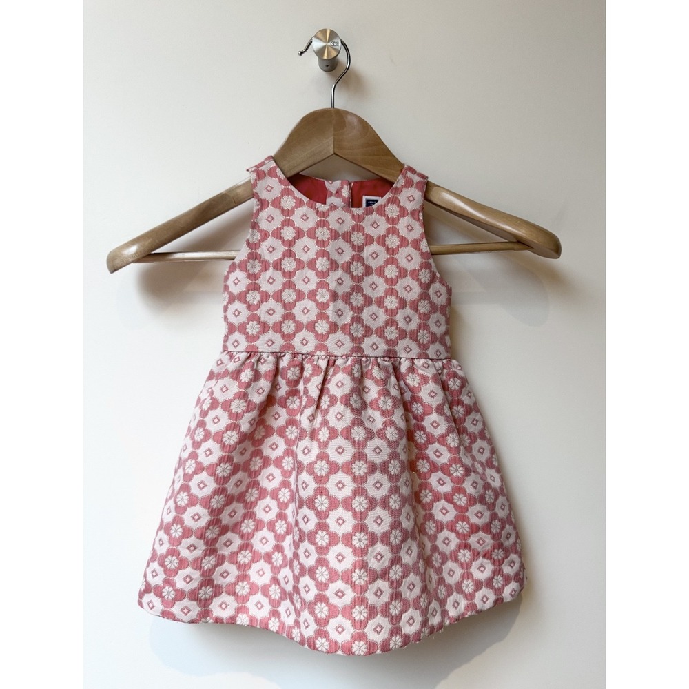 Janie & Jack Girl's Brocade Peach & Ivory Floral‎ Dress Sz 18-24 Months Darling